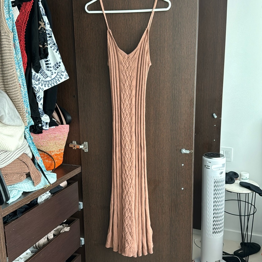 Long Equipment knit tan tank dress size small